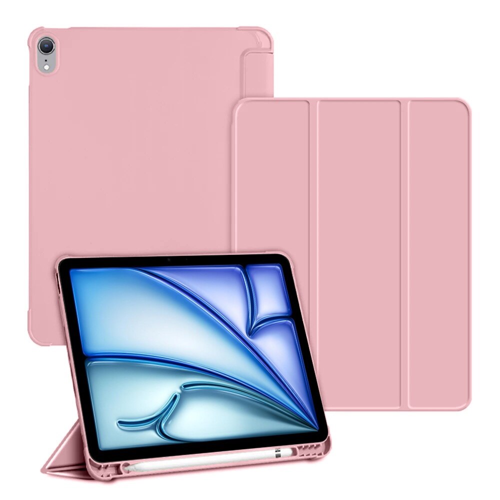 Husa tableta XGSM pentru iPad Pro 11 2024, tri-fold, cu suport pentru stylus, roz