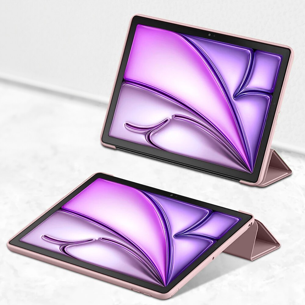 Husa tableta XGSM pentru Apple iPad Air 11" 6 gen. 2024, piele ecologica/plastic, roz, functie stand