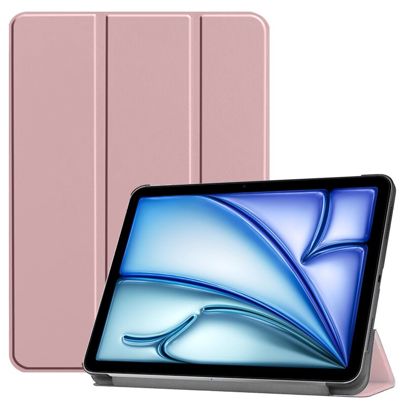 Husa tableta XGSM pentru Apple iPad Air 11" 6 gen. 2024, piele ecologica/plastic, roz, functie stand