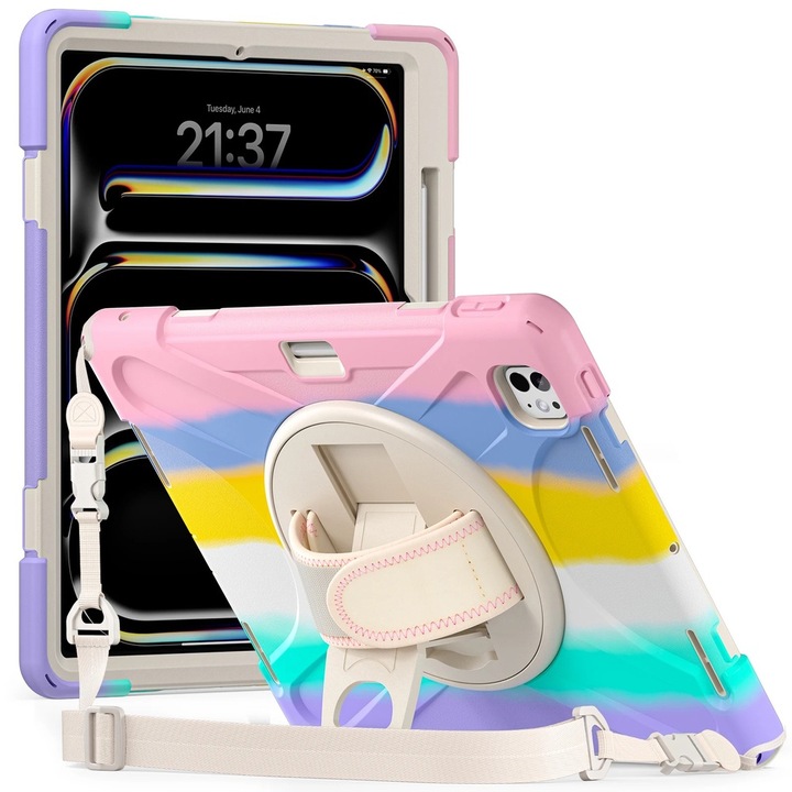 Husa tablete XGSM pentru Apple iPad Pro 11" 5 gen. 2024, set, pancerne, multicolor, 3 piese