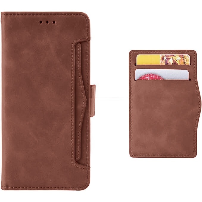 Husa pentru Xiaomi Poco F6, Piele ecologica, Maro