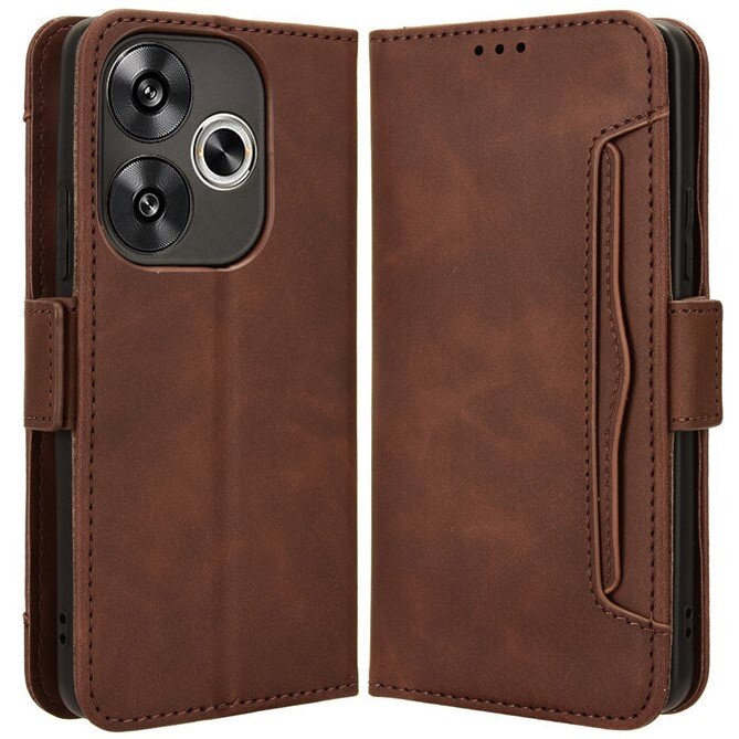 Husa pentru Xiaomi Poco F6, Piele ecologica, Maro