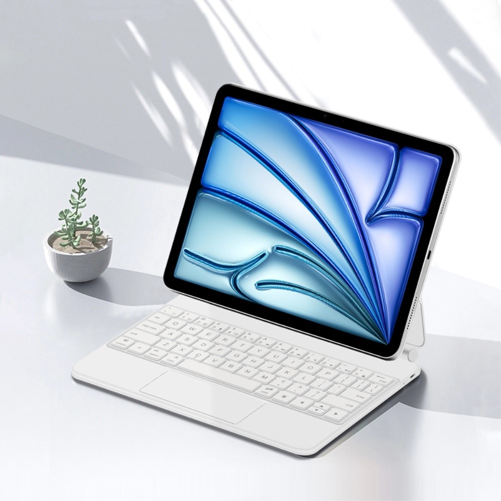 Husa cu tastatura pentru iPad Air 11" 2024, XGSM, 2in1, alb, cu suport
