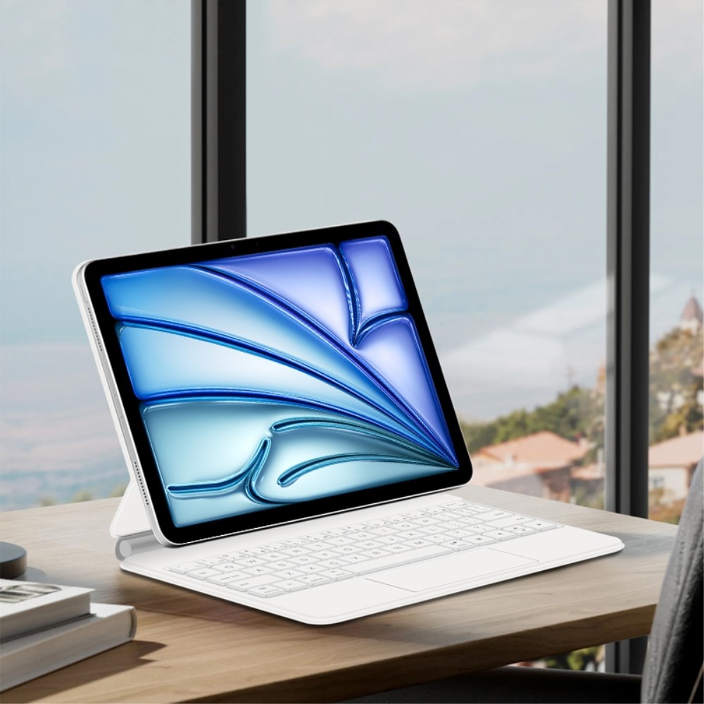 Husa cu tastatura pentru iPad Air 11" 2024, XGSM, 2in1, alb, cu suport