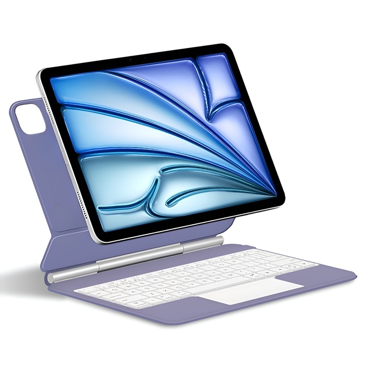 Husa de tableta cu tastatura pentru iPad Air 13" 2024, XGSM, 2 in 1, magnetica, violet