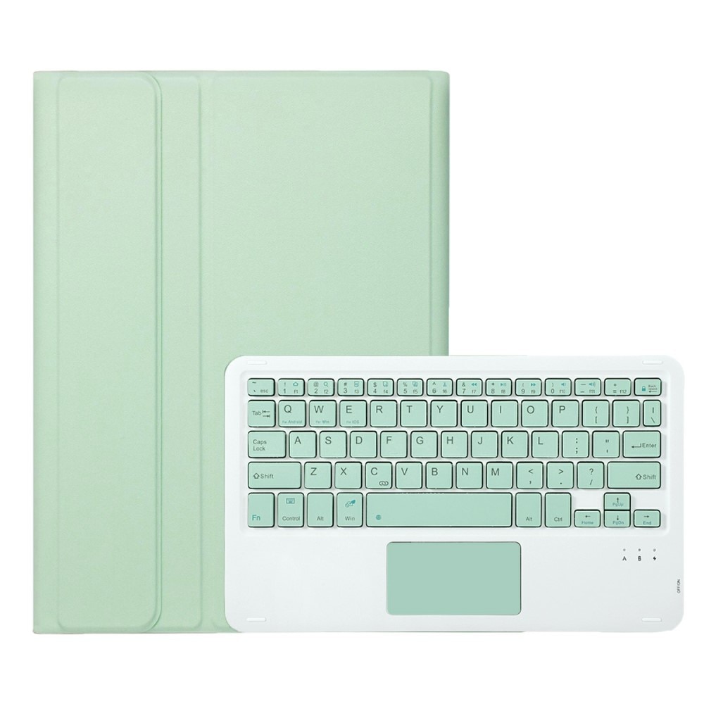 Husa cu tastatura pentru Samsung Galaxy Tab A9+, XGSM, Piele, TouchPad, Cu suport de pix, Verde deschis