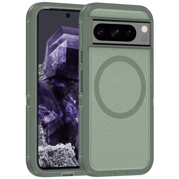 Husa pentru telefon Google Pixel 8 Pro, ERBORD, MagSafe, verde, TPU/Policarbonat