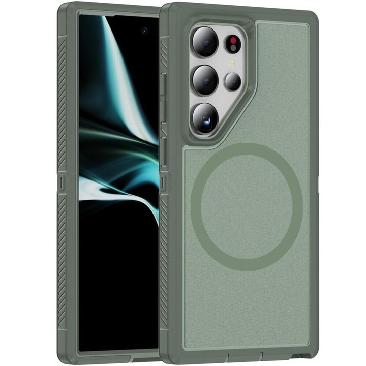 Etui Samsung Galaxy S24 Ultra, ERBORD, compatibil cu MagSafe, verde, TPU x PC