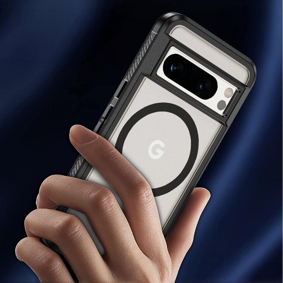Husa pentru Google Pixel 8 Pro, ERBORD, transparenta/neagra, MagSafe, TPU