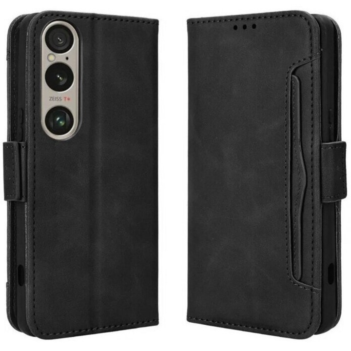 Etui cu clapa pentru telefon, XGSM, Sony Xperia 1 VI, ecologic, negru, cu slot pentru carduri