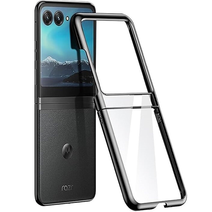 Husa pentru telefon pentru Motorola Razr 50 Ultra, XGSM, sticla securizata/plastic, transparent/negru