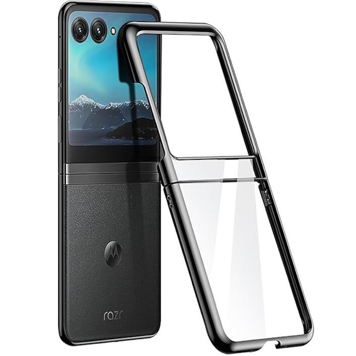 Husa pentru telefon pentru Motorola Razr 50 Ultra, XGSM, sticla securizata/plastic, transparent/negru