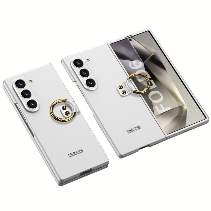 Husa telefon XGSM pentru Samsung Galaxy Z Fold6 5G, Ultra Thin, argintie, cu suport metalic, protectie sporita