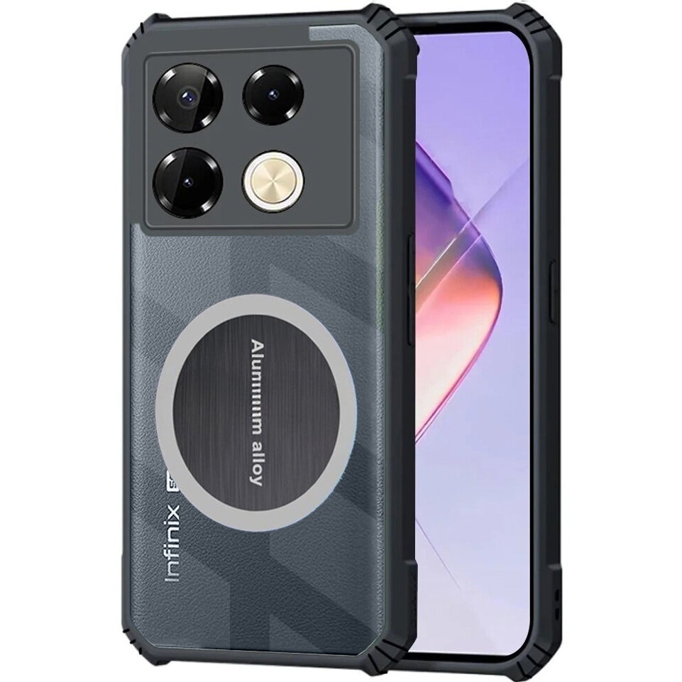 Husa pentru Infinix Note 40 Pro Plus, XGSM, cu placa magnetica, policarbonat, transparenta/neagra