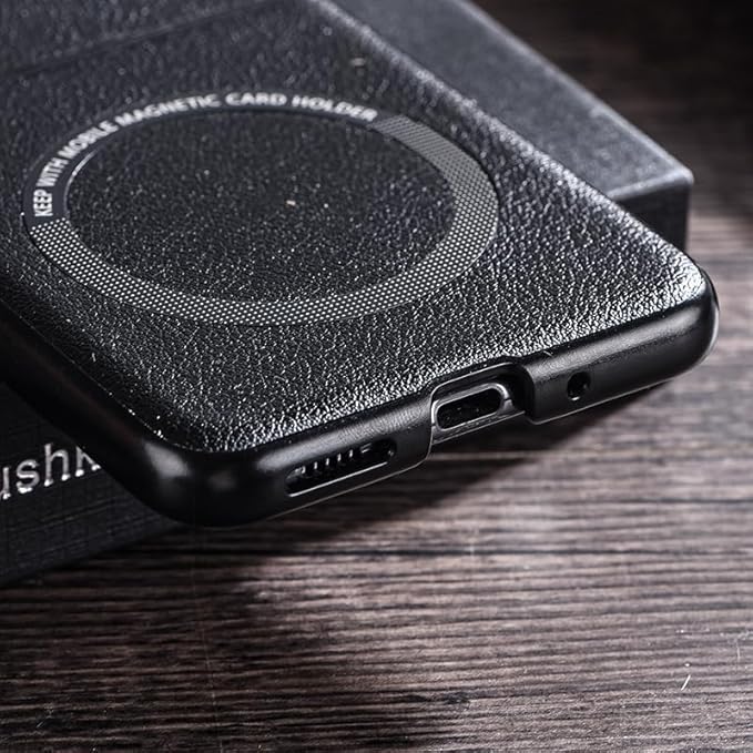 Husa Leather Hybrid pentru Motorola Razr 50 Ultra, ERBORD, Piele ecologica / TPU, Negru