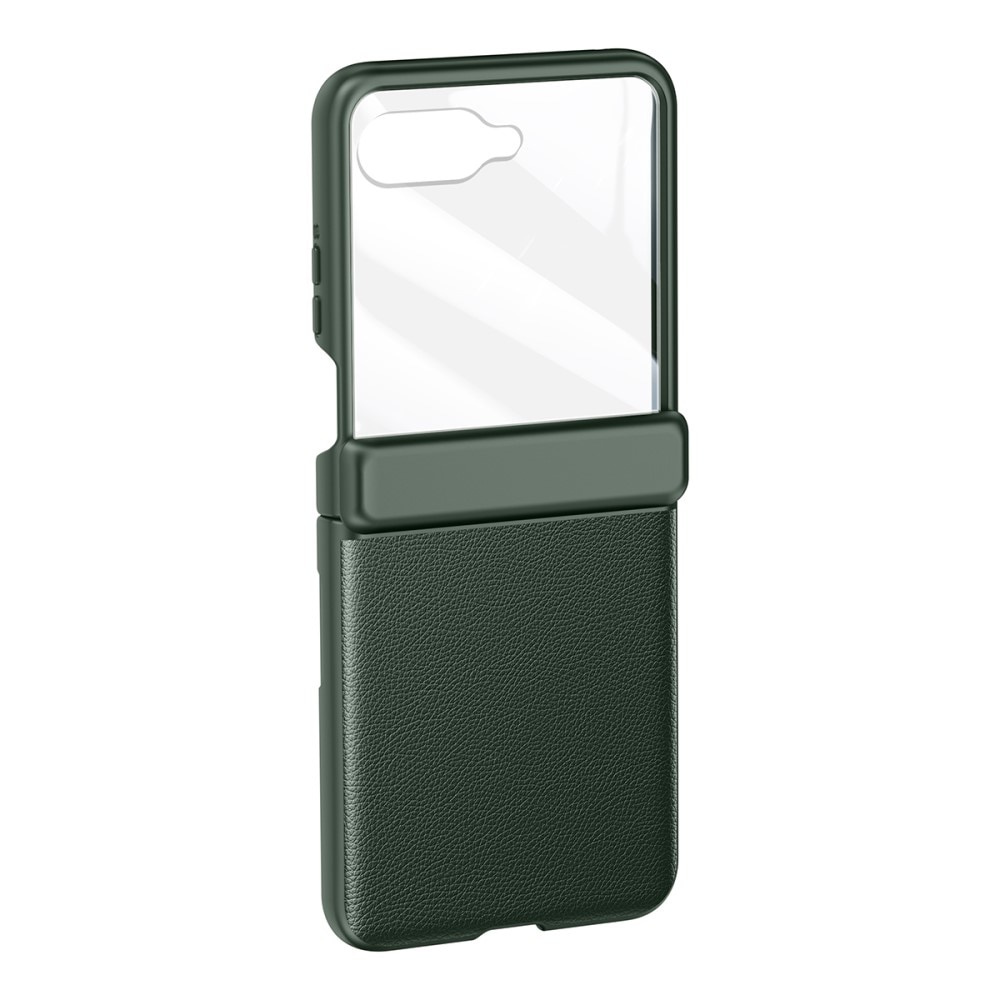 Etui pentru Motorola Razr 50 Ultra, ERBORD, Slim Leather, verde, cu sticla, protectie completa