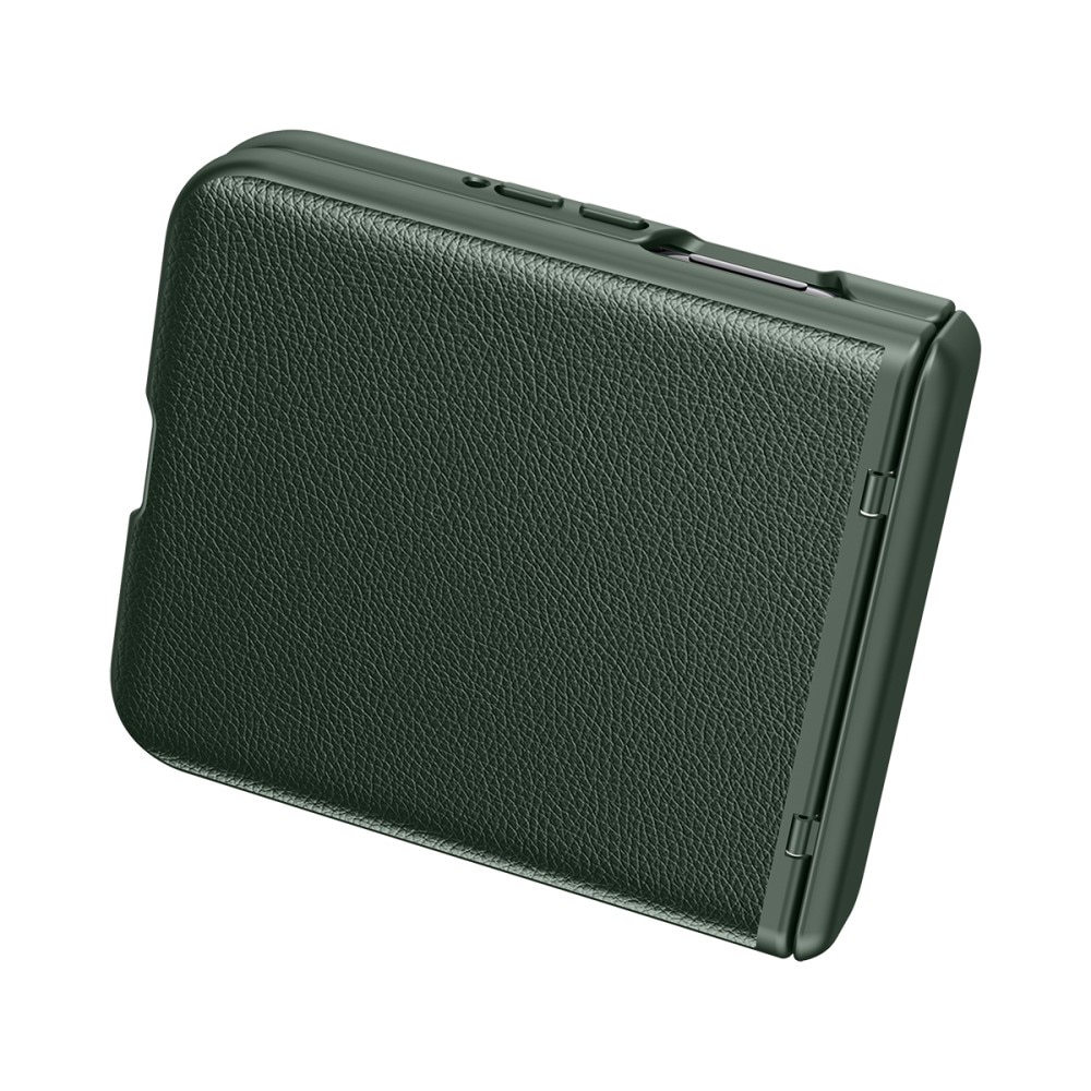 Etui pentru Motorola Razr 50 Ultra, ERBORD, Slim Leather, verde, cu sticla, protectie completa