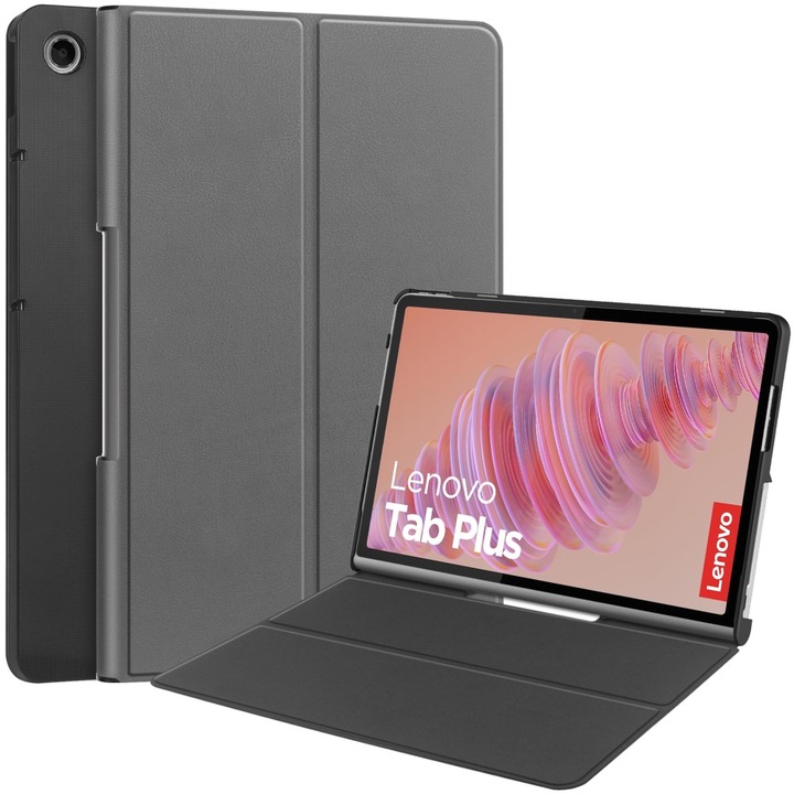 Husa tableta XGSM, pentru Lenovo Tab Plus, gri, cu functie de suport