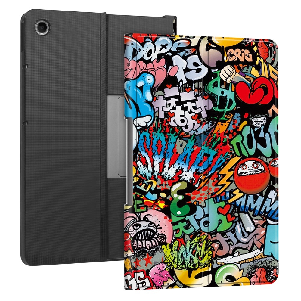 Husa tableta XGSM compatibila cu Lenovo Tab Plus, graffiti, suport, slim