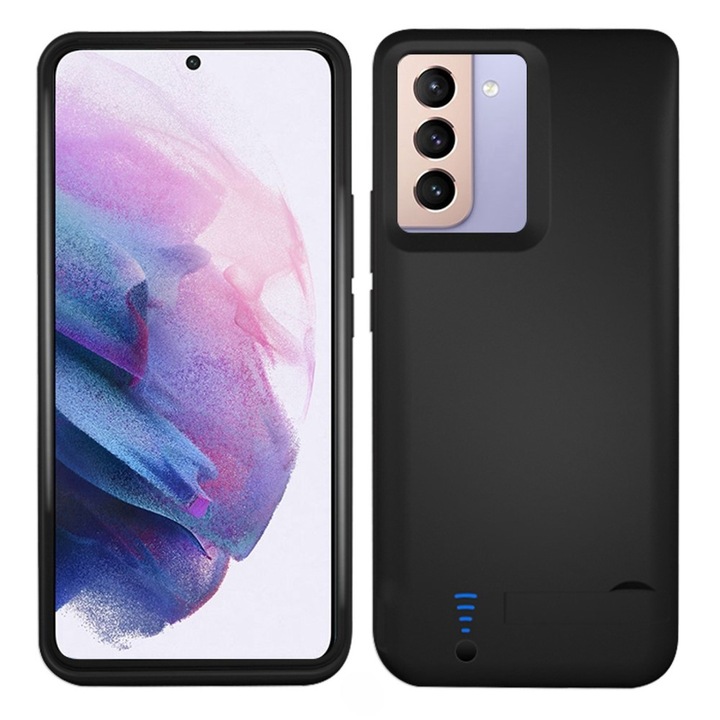 Husa telefon cu baterie 4800mAh, XGSM, pentru Samsung Galaxy S21, neagra, set complet