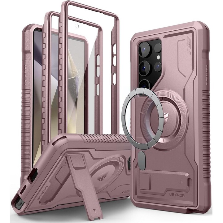 Husa pentru Samsung Galaxy S24 Ultra, Dexnor, Termoplastic, roz, suport MagSafe