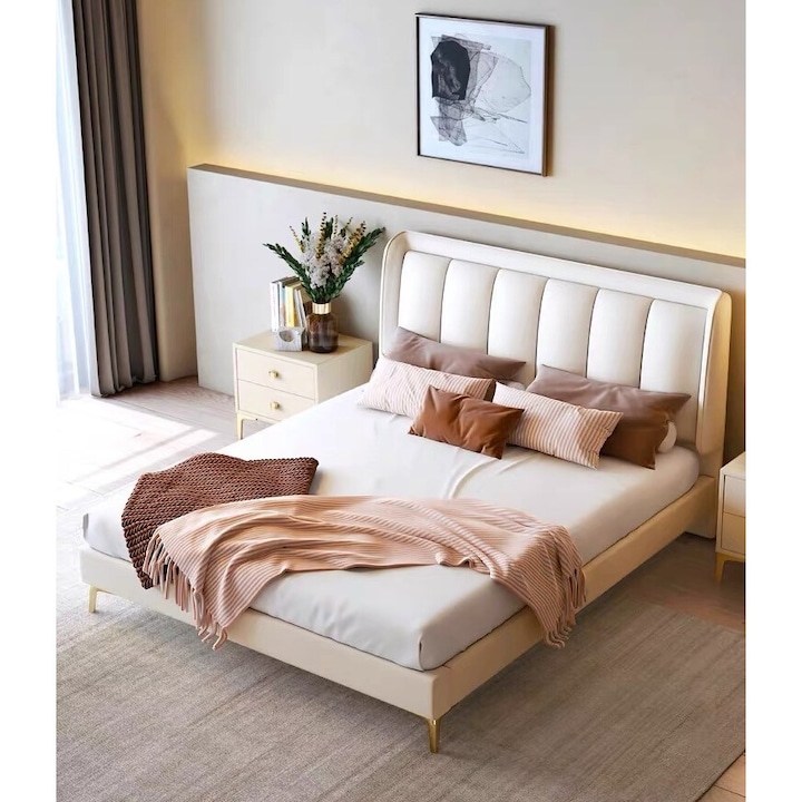 Pat Medusa 140x190 cm Tapitat Catifea Crem Somiera Inclusa Marketmob