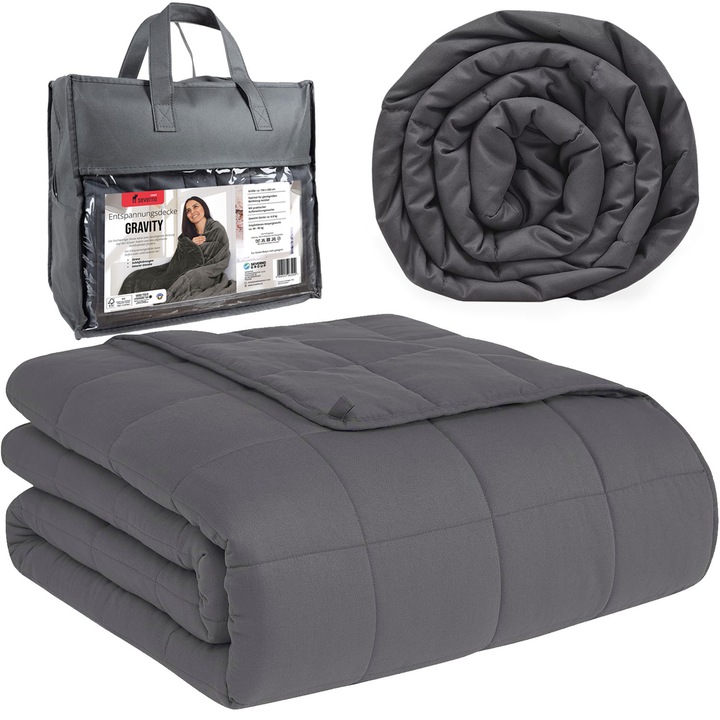 Patura cu greutate, Severno, patura senzoriala anti-stres, 150x200 cm, 6,8 kg, Gravity 6, sac