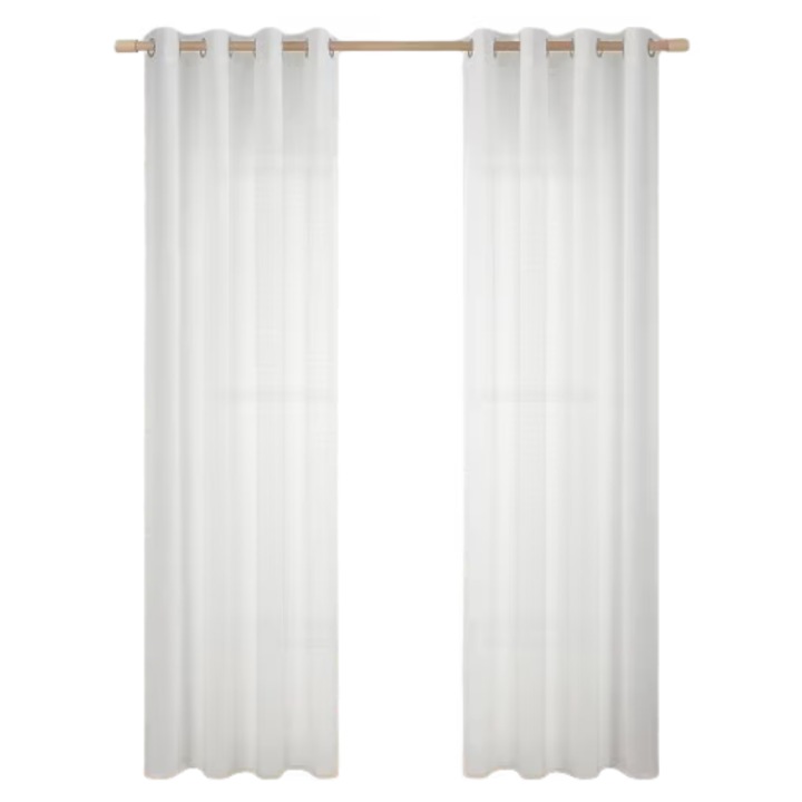 Set de 2 perdele Topfinel cu inele, semi-transparente, 140 x 250, alb