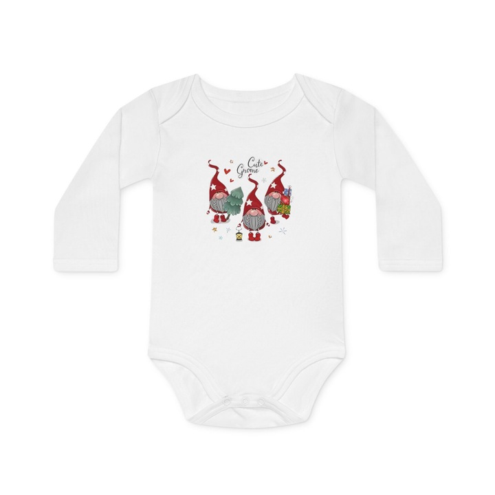 Babatest, karácsonyi manók Gnome, karácsonyi, ünnepi modell, fehér, hosszú ujjú, 92-es méret