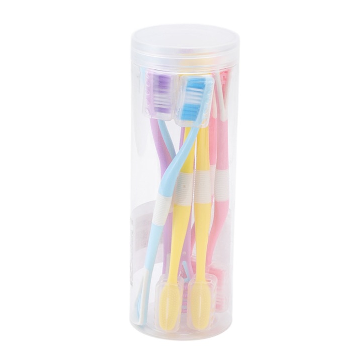 Jormftte nyelvtisztítóval ellátott fogkefe, 8 darabos készlet, 2 az 1-ben, több színben