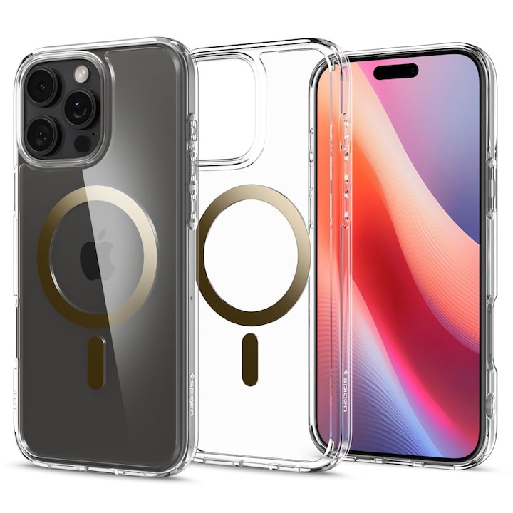 Tok iPhone 16 Pro Max, Ultra Hybrid MagSafe, X27, Silicon, Gold telefonokhoz