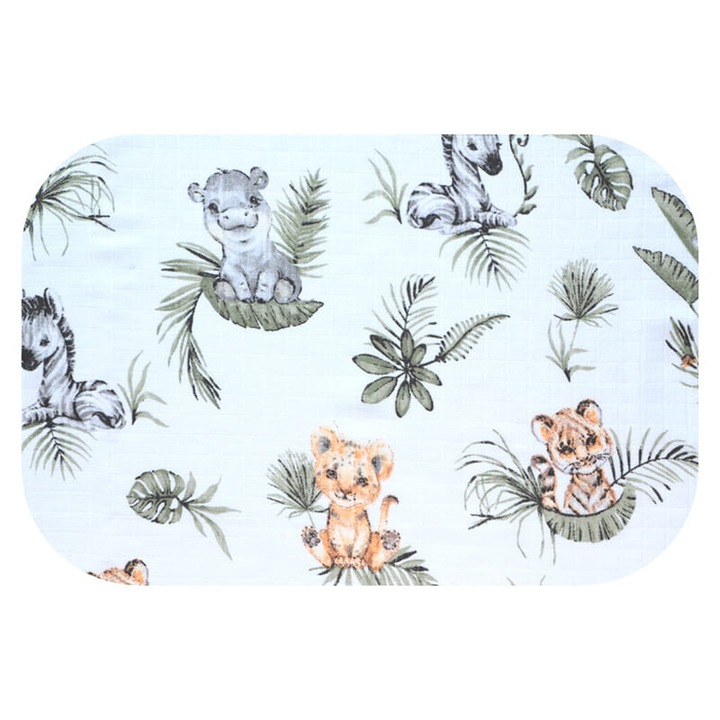 Пелена, Ega Kids, Животни от джунглата, Многофункционална, удобна, Oekotex Certified, 70 X 80 Cm, 1 брой