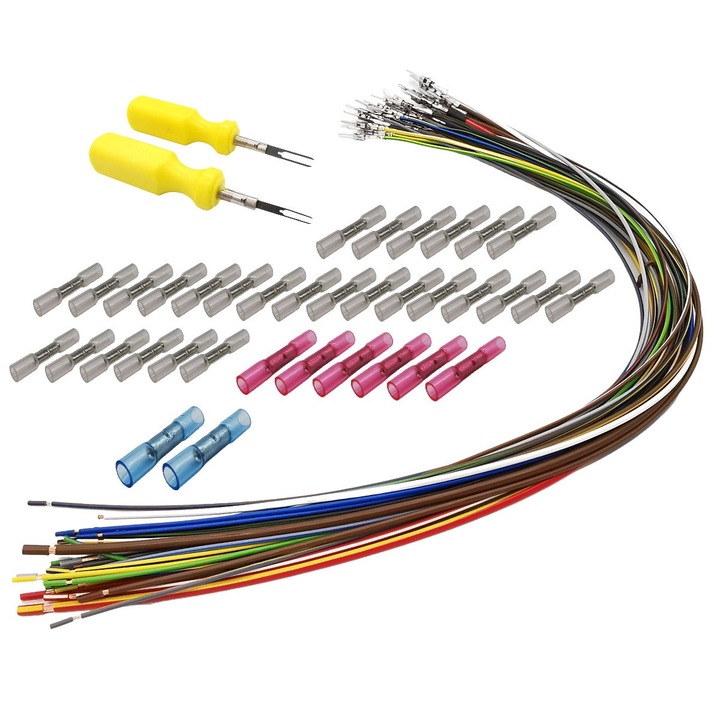Első ajtó kábelköteg javító készlet, Rk-Tronik, VW, Seat, Ford típusokhoz, 40 cm, Többszínű