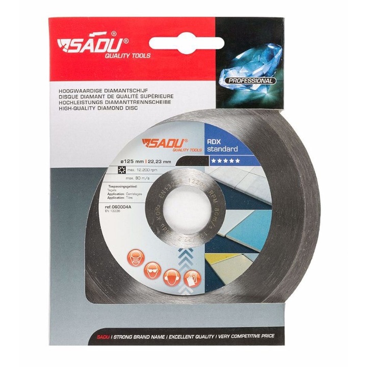 Disc Diamantat Profesional, Placi Ceramice, gresie, granit, SADU 125 x 22.23 x 7 mm