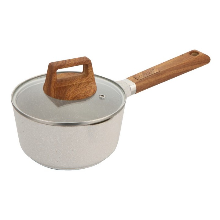 Cratita cu capac din sticla Naturally, Bergner, Aluminiu, 1.47 L, 16 cm, Multicolor