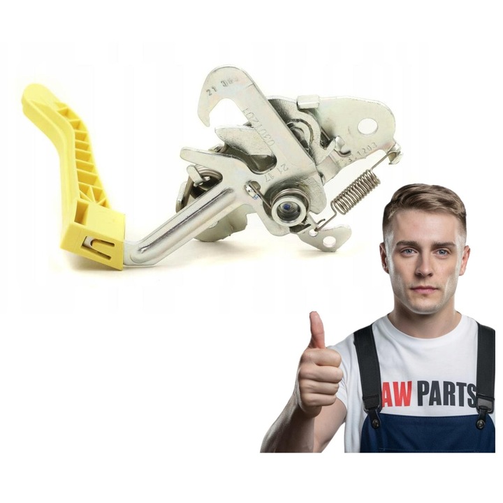 Motorháztető zár, Citroen/Peugeot, 7934E7, Eredeti, Manar, Sárga védelem, Berlingo/Partner 2008-2018-hoz