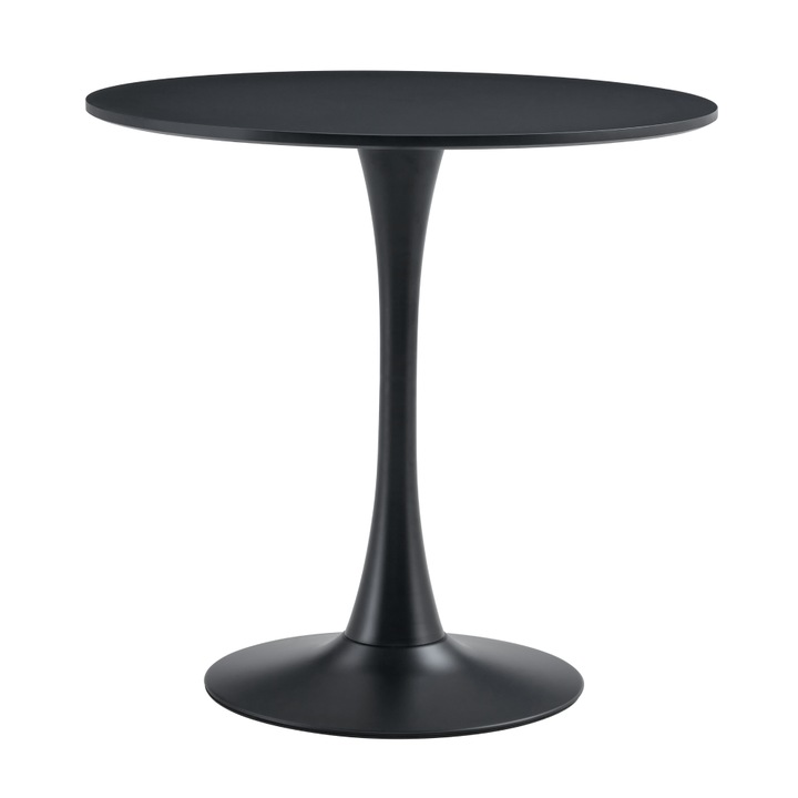 Masa bucatarie DacEnergy©, realizat din MDF negru, fixa, rotunda, design modern, diametru 80 cm