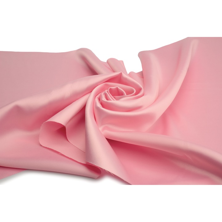 Tesatura satin gros cu lycra, culoare Roz bombon, 97% Poliester 3% Elastan, 50cm x 150cm