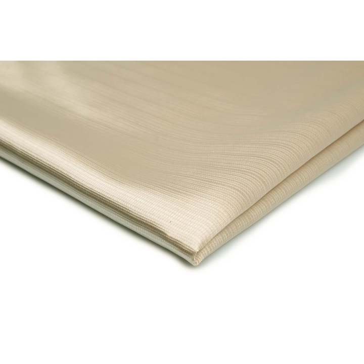 Tesatura subtire din satin cu lycra, cu nervuri, culoare Bej deschis, 100% Poliester, 50cm x 150cm