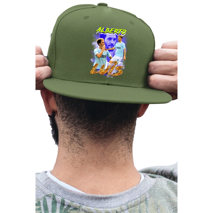 Sapca rap unisex cu imprimeu, Football player - Alberto Luis, Bumbac, Kaki, S
