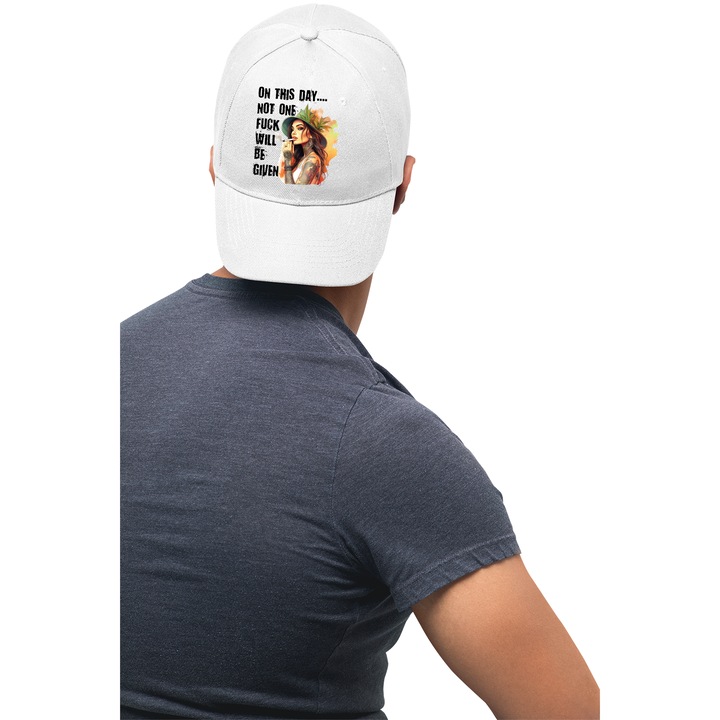 Sapca unisex cu imprimeu, On this day, Bumbac, Alb, S