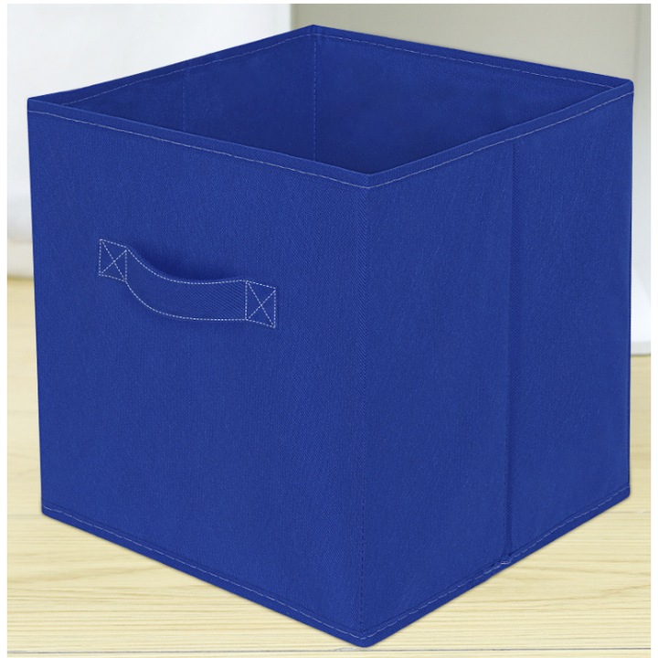 Cutie depozitare, pentru organizare eficienta casa, birou sau camera copiilor, textile, 28* 28* 28cm, Albastru