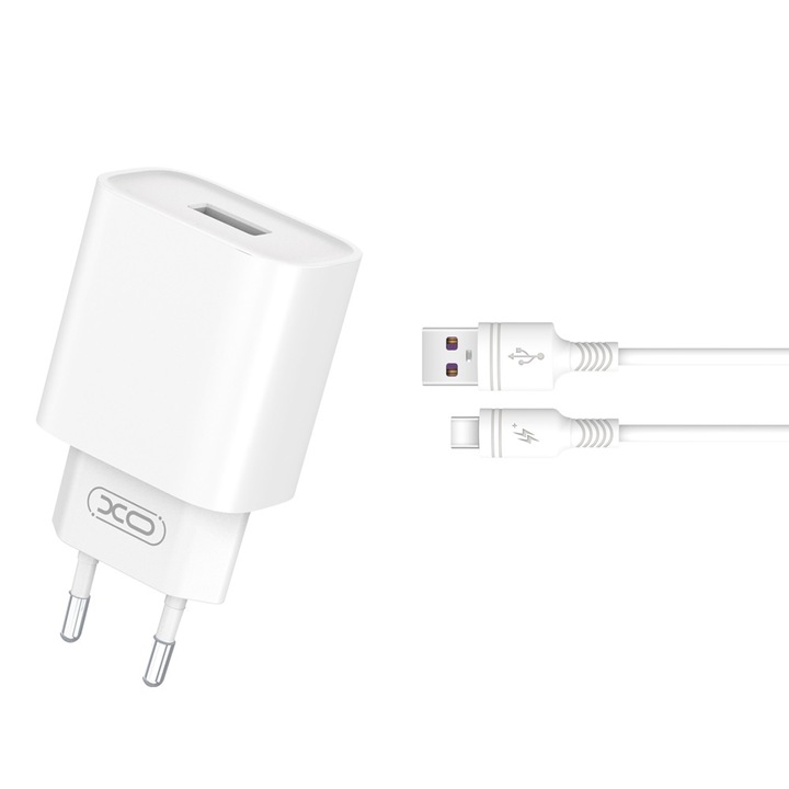 Стенно зарядно Ce02d Qc 3.0 18w 1x Usb бяло + USB-c кабел
