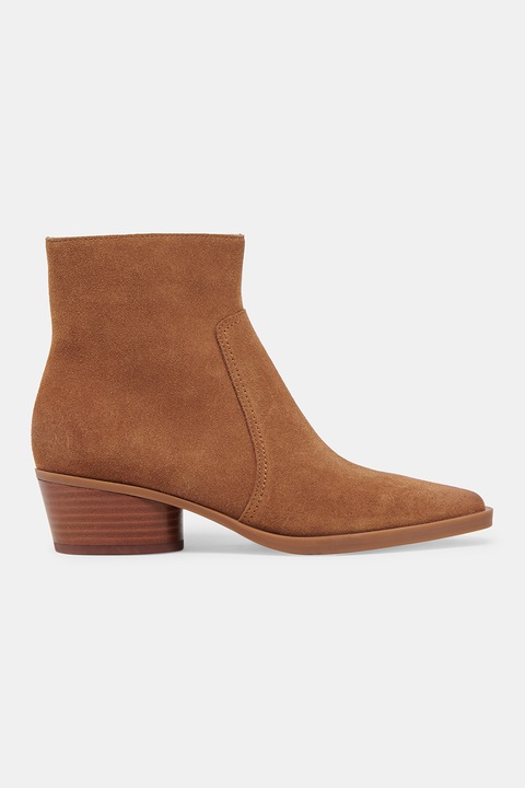 Dolce Vita, Botine de piele intoarsa ecologica cu varf ascutit, Caramel, 40