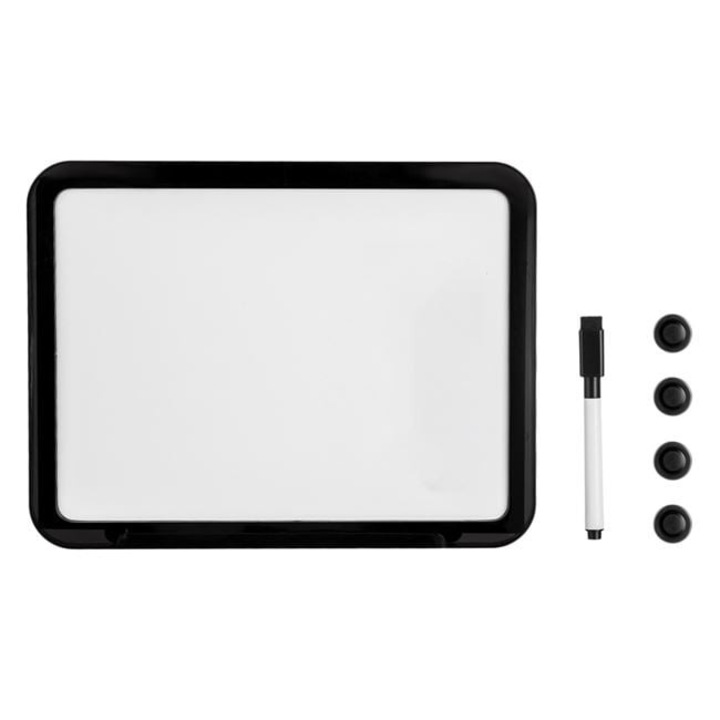 Магнитна дъска Antbro® бяла с черна рамка, черен маркер с гумичка и 4 кръгли магнита за бележки или мемо, 28.3x21.5см