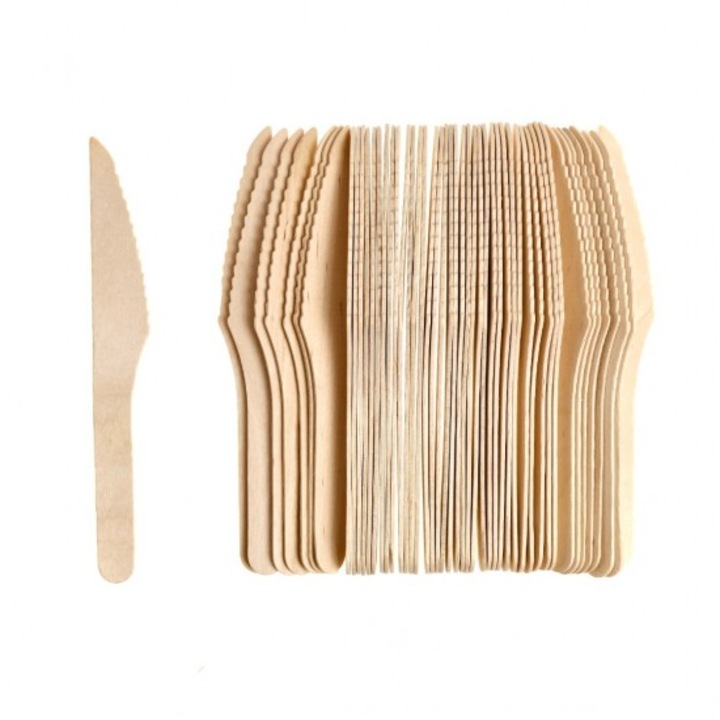 Set 100 cutite de unica folosinta din lemn