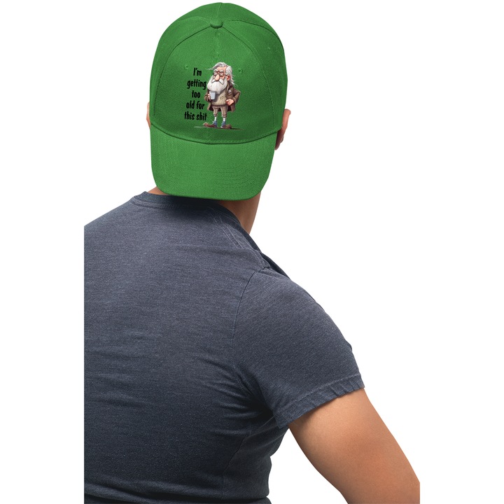 Sapca unisex cu imprimeu, I'm getting to old, Bumbac, Verde, S