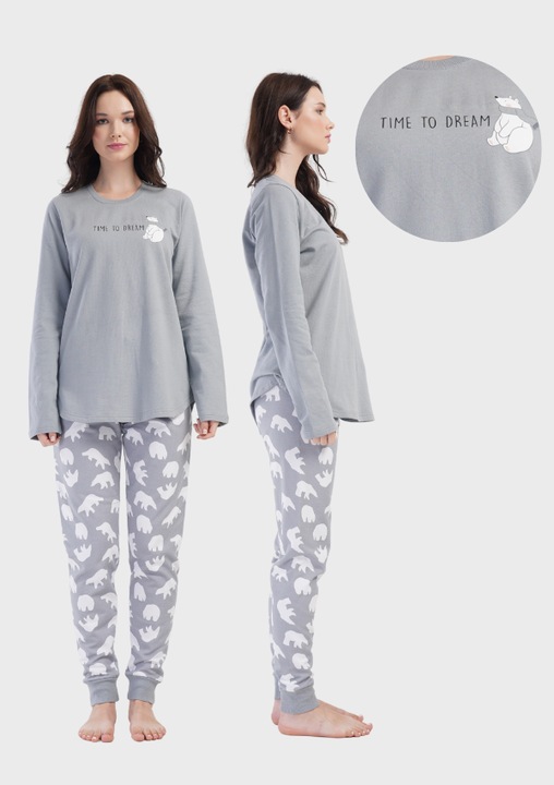 Pijamale de dama captusite, Vienetta, PD651, Gri