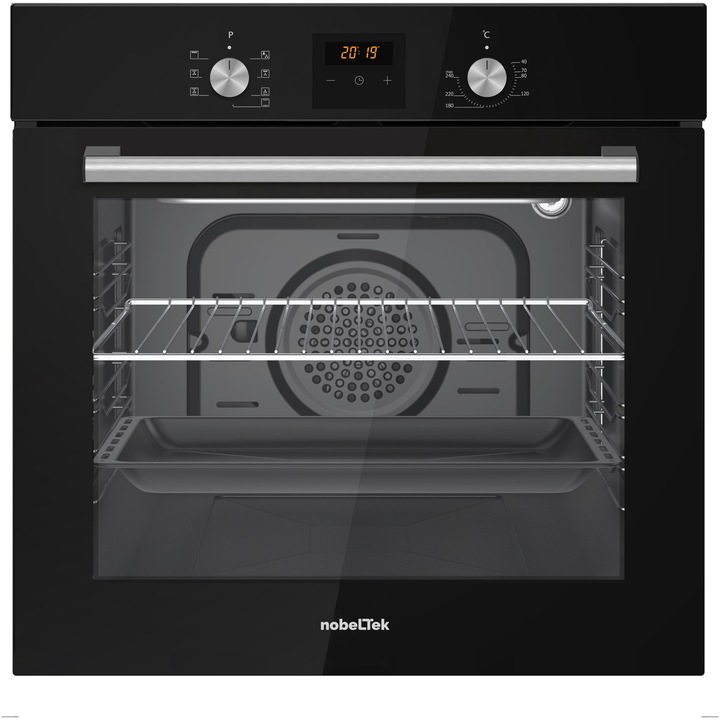 Cuptor incorporabil Nobeltek NBIO-627BK-1, Electric, 60 l, 7 functii, Timer digital, Ventilator de racire, Negru