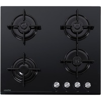 Plita incorporabila Nobeltek NHBG-6400BK, Gaz, 4 arzatoare, Aprindere buton, Siguranta arzatoare, 60 cm, Sticla neagra